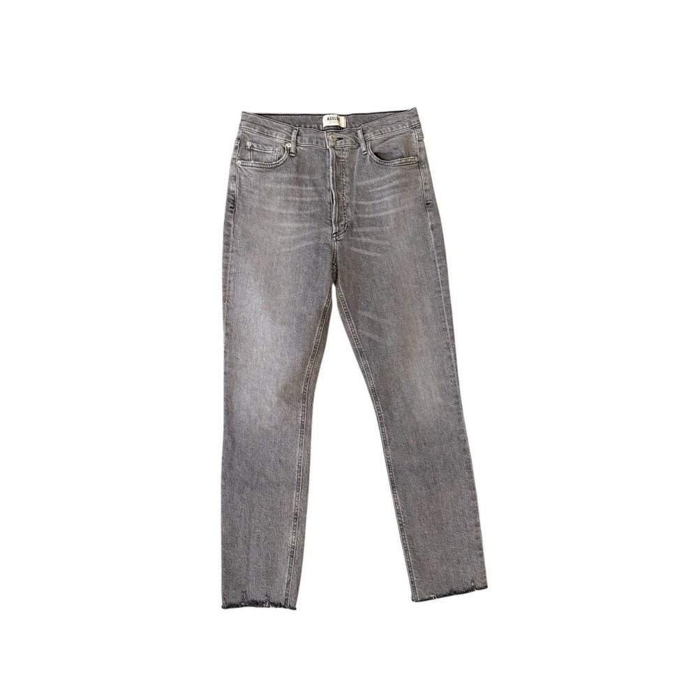 AGOLDE Nico High-Rise Slim Leg Cropped Frayed Jeans Button-Fly‎ Denim Womens 29